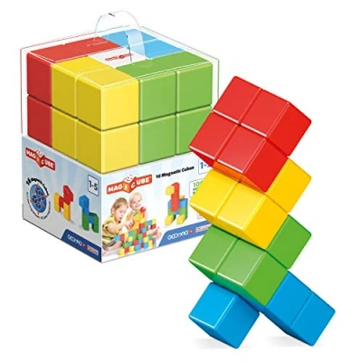 Afbeelding van Geomag Magicube magnetische bouwspellen voor kinderen, educatief speelgoed jongens en meisjes, 100% gerecycled, 16 kubussen, collectie groen