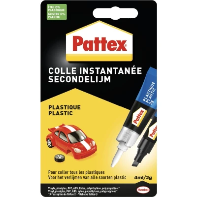 Afbeelding van Secondelijm Pattex all plastic tube 3gram op blister