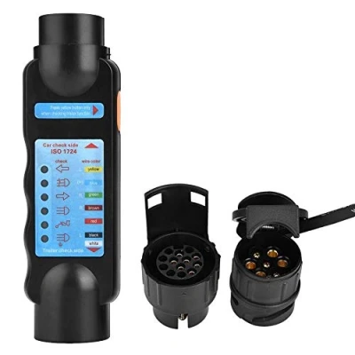Afbeelding van Akozon Aanhangersokkeltester, 12 V, 7 pin/13 pins, sleeplampje, bekabeling, circuitstekker, tester, led indicator, controlelampje voor aanhangers