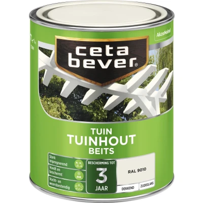 Afbeelding van Ceta Bever Dekkend Tuinhoutbeits Ral 9010 0,75 liter Blanke lak &amp; Beits