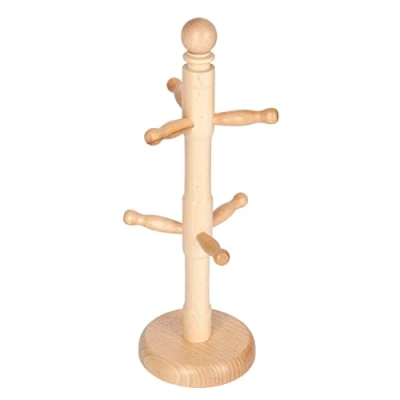 Afbeelding van KC Blue Houten Mokkenboom Kopjeshouder 6 kopjes 11,5 x 32,5 centimeter Beukenhout