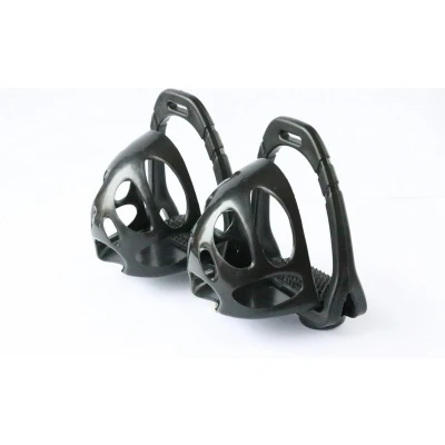 Afbeelding van HB kunststof stijgbeugels met teenstoppers Zwart 12cm