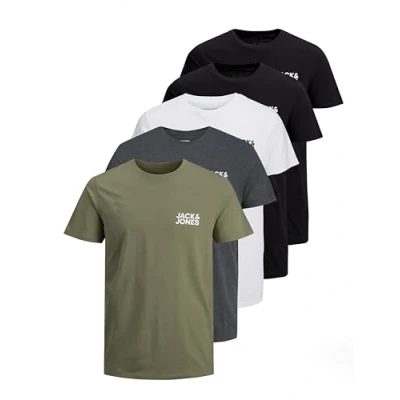 Afbeelding van Jack &amp; Jones Jjecorp Logo Tee Ss Crew Neck Noos T shirt voor heren, 5 stuks (verpakking D)