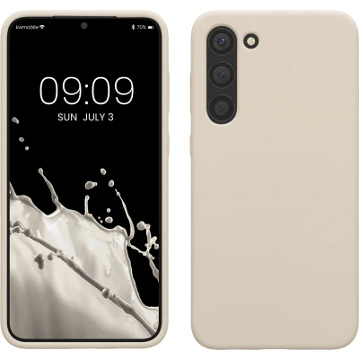 Afbeelding van kwmobile telefoonhoesje geschikt voor Samsung Galaxy S23 Plus Hoesje met siliconen coating Smartphone case in mat crème