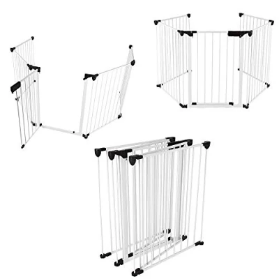 Afbeelding van OHMG Veiligheidsrooster voor kinderen, trapbarrière opvouwbaar, van metaal, grote versie, 310 cm, veiligheidsbarrière bescherming de open haard, 5 panelen