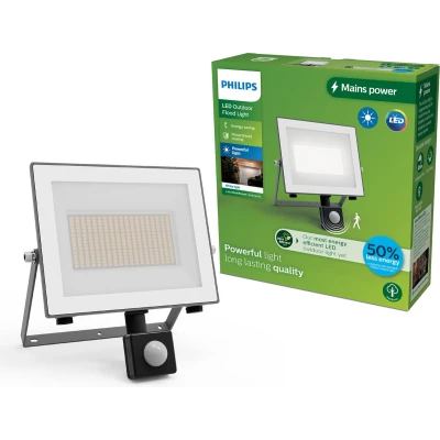 Afbeelding van Philips Lois floodlight UltraEfficient LED Zwart 15W Helder warm licht; 3000K Bewegingssensor Verstraler