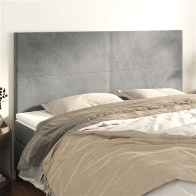 Afbeelding van vidaXL Hoofdborden 4 st 90x5x78/88 cm fluweel lichtgrijs