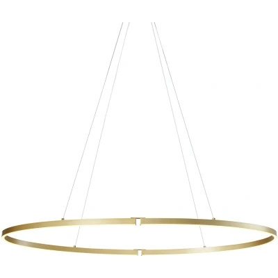 Afbeelding van QAZQA ovallo Design LED Hanglamp voor boven de eettafel in eetkamer 1 lichts L 120 cm Messing Woonkamer Slaapkamer Keuken