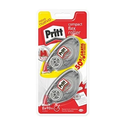 Afbeelding van Pritt Concealer, compact, correctierol, pen en gedrukte teksten, multifunctionele correctie, wit, voor zinnen letters, 2 x (4,2 10 m), 4,2 mm m, wit