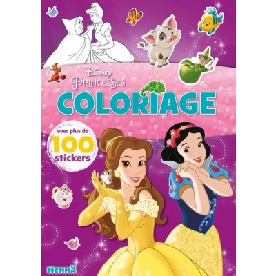 Image de Disney Princesses Coloriage avec plus de 100 stickers (Belle et Blanche Neige)