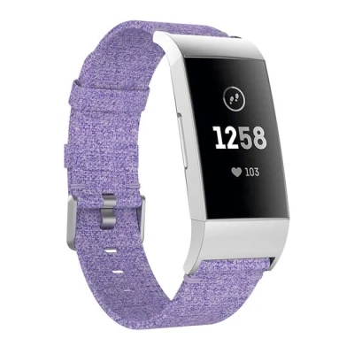 Afbeelding van Fitbit Charge 3 &amp; 4 Nylon bandje Licht paars