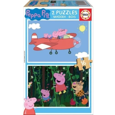 Afbeelding van Educa HOUT: Peppa Pig 2 x 16 stukjes