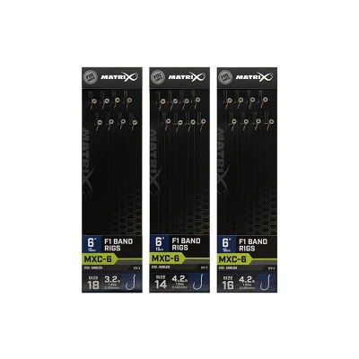 Afbeelding van Matrix Onderlijnen MXC 6 F1 Band Rigs 15cm Eyed Barbless (8 pcs) Maat : Haak 18 0.125mm