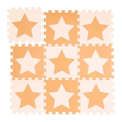 Afbeelding van Relaxdays speelmat foam sterren puzzelmat kinderen speelkleed vloermat eva schuim oranje geel