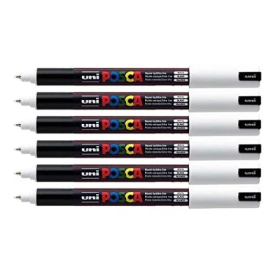 Afbeelding van posca PC 1MR Marker, wit, extra fijne punt, gekalibreerd, 6 stuks