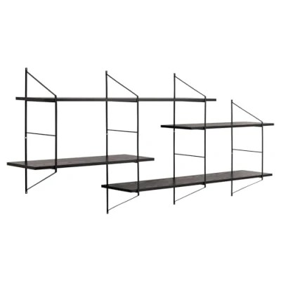 Afbeelding van Wandrek Newton met 4 legplanken zwart