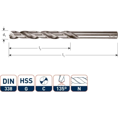 Afbeelding van Hss G Spiraalboor, Din 338, Type N, Ø2,0