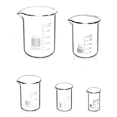 Afbeelding van QWORK® 5 stuks schaalbekers van borosilicaatglas, ml, 10 25 50 100 voor laboratorium en keuken