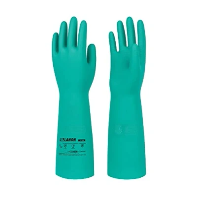 Afbeelding van LANON Nitril handschoenen, bestand tegen chemicaliën, sterke zuren, alkali, veiligheidshandschoenen, EN 374/388, 46 cm, L/9