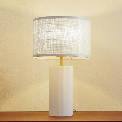 Afbeelding van Lindby Sorscha tafellamp, wit, ijzer, Ø 26 cm