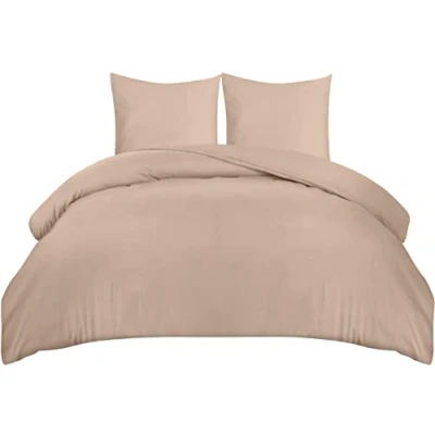Afbeelding van Utopia Bedding Dekbedovertrekset van zachte microvezel Dekbedovertrek 260 x 240 cm met kussenslopen 65 Beddengoed Beige