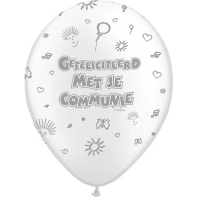 Afbeelding van Ballon Communie wit parelmoer 8 stuks