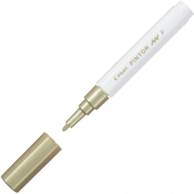 Afbeelding van Pilot Pintor Gouden Verfstift Fine marker met 1,0mm schrijfbreedte Inkt op waterbasis Dekt elk oppervlak, zelfs de donkerste Teken, kleur, versier, markeer, schrijf, kalligrafeer…