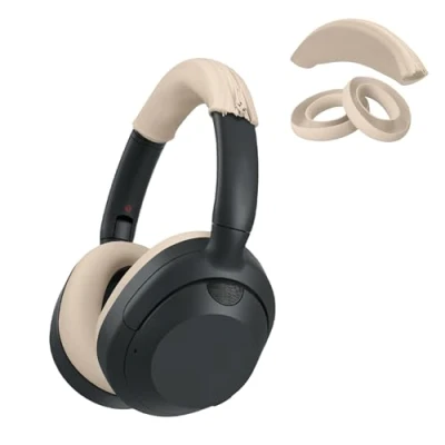 Afbeelding van kwmobile siliconen cover Voor koptelefoon geschikt Sony ULT WEAR / WH ULT900N band en oorpads 3x in beige