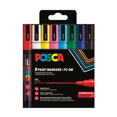 Image de POSCA PC 3M set de marqueurs peinture (0,9 1,3 mm ogive) 8 pcs