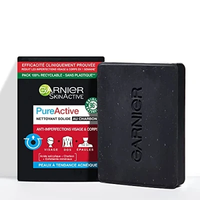Afbeelding van Garnier Pure Active stevige reiniger met houtskool en salicylzuur anti onzuiverheden 100 g