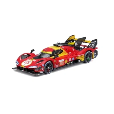 Image de Bburago Ferrari 499P LMH 24H Le Mans Champion 2024#50 1:43, Réplique Diecast avec Vitrine Transparente, Licence Ferrari, Âge Recommandé 14+