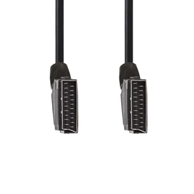 Afbeelding van Nedis Scart kabel stekker vernikkeld 480p 1,50 m rond pvc zwart etiket