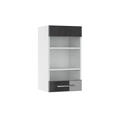 Afbeelding van Vicco Glazen keukenkast Fame Line, Antraciet Hoogglans/Wit, 40 cm