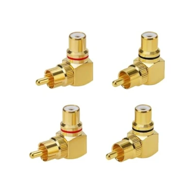 Afbeelding van GERUI 4 stuks RCA stekker naar vrouwelijk haakse 90 graden vergulde adapter
