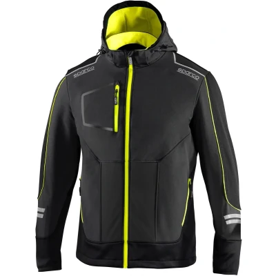 Afbeelding van Sparco Tech Softshell Waterdichte, reflecterende en versterkte jas met polar fleece voering Maat S Grijs/Geel