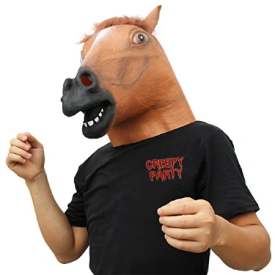 Afbeelding van CreepyParty Realistisch latex paardenmasker dier volledig masker voor Halloween kostuum party carnaval cosplay