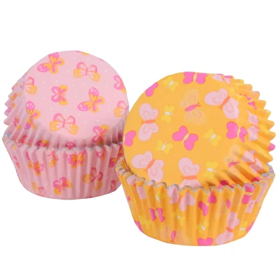Afbeelding van PME 60 stuks cupcakevormpjes met aluminium voering, vlindermotief
