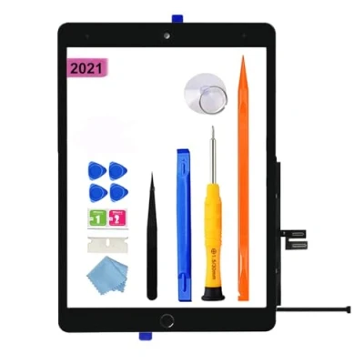 Afbeelding van JPUNG Touchscreen voor iPad 9, 10,2 inch, 2021, 9e generatie, A2602, A2603, A2604, A2605, met home knop en video instructies, gereedschapsset