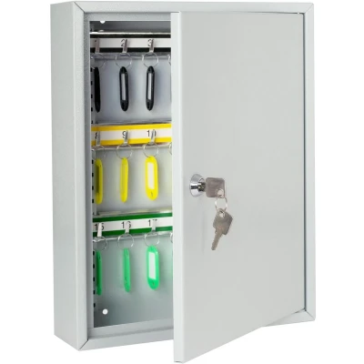 Afbeelding van HMF 13542 07 sleutelkast, 42 haken, verstelbare haakstangen, 35 x 27 8 cm, lichtgrijs