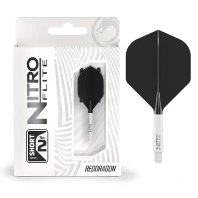 Afbeelding van RED DRAGON Darts Nitro Flite Flight &amp; Shaft Wit/Zwart Kort
