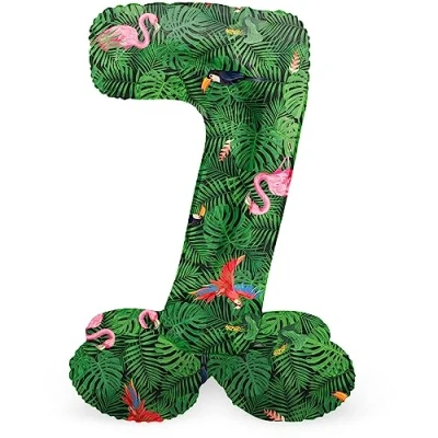 Afbeelding van Folat Staande folieballon Cijfer 7 Jungle Vibe 72 cm