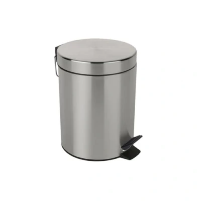 Afbeelding van Spirella Sydney metalen afvalemmer, 3 of 5 liter, met binnencontainer van gerecycled kunststof, badkamer, pedaalemmer, vuilnisbak, zilver gesatineerd