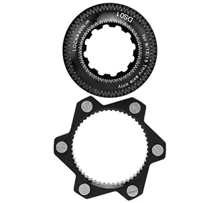 Afbeelding van fiets rem Center Lock aluminiumlegering 6 bouten schijf Rotor adapter set voor mountainbike (zwart)