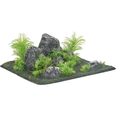 Afbeelding van Flamingo Condroz Decoratie Vis Ad Rots + Plant Vierhoek 29x29x10cm 1st 130258