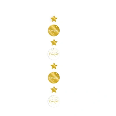 Afbeelding van Hangdecoratie Congrats wit/goud 120cm per stuk