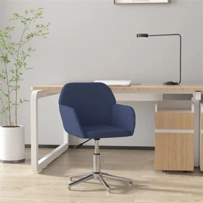 Image de vidaXL Chaise pivotante de bureau Bleu Tissu