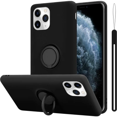 Afbeelding van Cadorabo Hoesje geschikt voor Apple iPhone 11 PRO in LIQUID ZWART Beschermhoes van flexibel TPU silicone Case Cover met ring