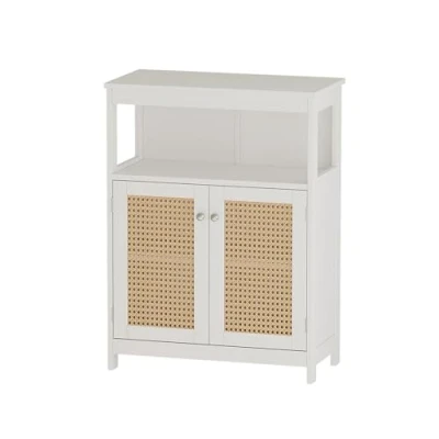 Afbeelding van Vicco Halfhoge kast Rosario, Wit/Wit, 60 x 80 cm met deuren en open vak