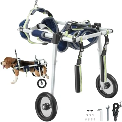 Image de VEVOR Fauteuil roulant pour animal compagnie pattes arrières 2 roues réglable XS