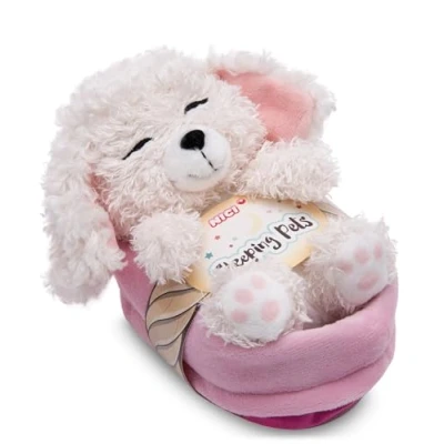 Afbeelding van Nici Soft Toy Dog Poodle Whiter 12cm sleeping in basket